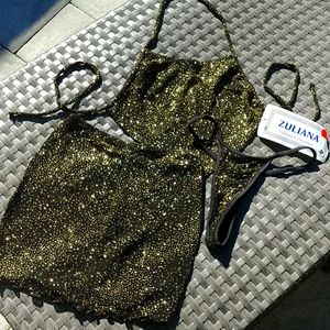 Sexy dance top/thong/skirt